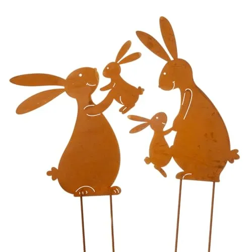 dio only for you 2er Set Blumenstecker Hasenfamilie | Osterhase Ostern | Gartenstecker Gartendeko | 34 cm
