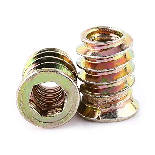 Stück M6 / M8 / M10 Zinklegierung Möbel Hex Antrieb Nuss Gewindeeinsatz Holzeinsatz Muttern Sortiment(M6*15mm) 20