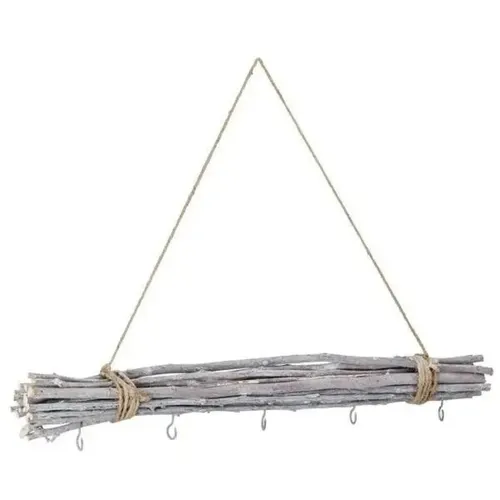 Fensterhänger Holz Deko Zweig 50 cm braun natur mit 5 Haken