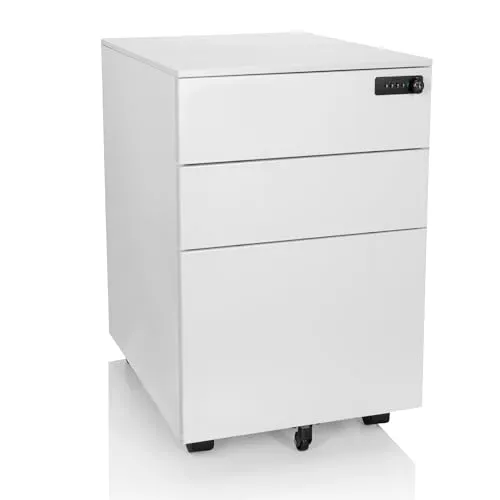 hjh OFFICE Rollcontainer COLOR OS I aus Stahl - Büroschränke mit 3 geräumigen Schubfächern, ideal für eine ordentliche Ablage von Büromaterialien und Akten, zeitloses Design für jeden Arbeitsplatz.