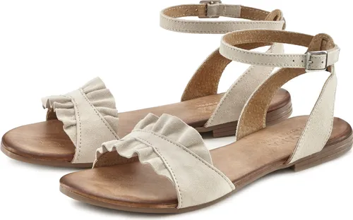 LASCANA Sandale beige Größe 38 - Wanderschuhe aus weichem Ziegenleder, ideal für Komfort und Stil bei Outdoor-Aktivitäten.