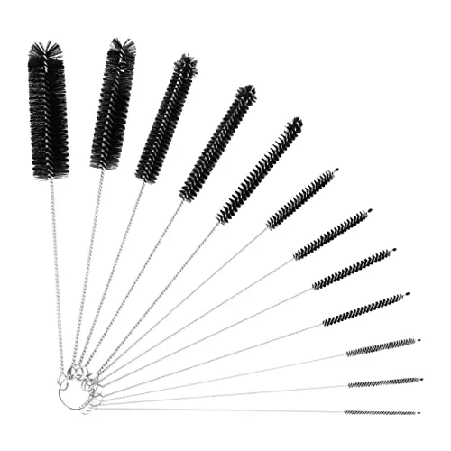 Mitavo 12er Set Flaschenbürsten, Reinigungsbürsten Flasche, Strohhalmbürsten, Milchschlauch Bürsten, schwarz