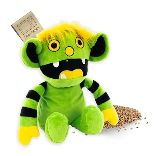Habibi Plush Wärmekissen - Kuscheltier Monster in Grün/Gelb - Heizkissen für Groß und Klein, vereint kuschelige Wärme mit entspannendem Lavendelduft – ideal gegen Bauchschmerzen und zur Stressreduktion.
