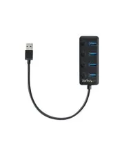 StarTech.com USB 3.0 Hub 4-Port - Schwarz - USB Hub mit 4x USB-A Anschlüssen und individuellen An/Aus-Schaltern, ideal für Desktop-Nutzung und mobiles Arbeiten, bus-powered für maximale Flexibilität.
