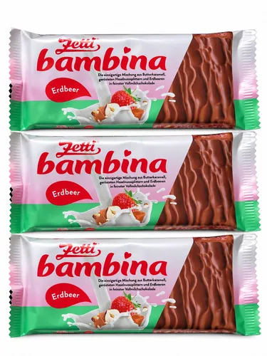 3x Zetti Bambina Erdbeer 90g Vollmilchschokolade Erdbeer Haselnuss 270g