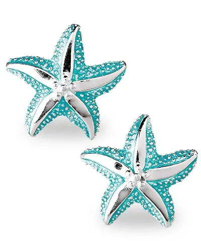 Heartbreaker Luxus Seestern Ohrstecker - Ohrringe für Mädchen aus hochwertigem 925 Sterling Silber, nickelfrei und mit farbenfrohem, maritimem Design - ideal für trendbewusste junge Damen.