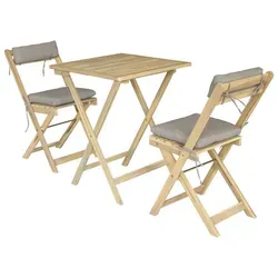 Gartenmöbel-Set BENAGIL für 2 Personen aus Akazie mit sandfarbenen Kissen
