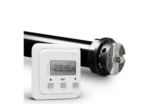 Nobily Rollladenmotor Profi-Set P4 13Nm - Rolllädenmotoren mit 36 kg Zugkraft für automatische Rollladensteuerung, ideal für Nachrüstungen oder Neuinstallationen. Inklusive SIMU Relax Zeitschaltuhr für maximalen Komfort.