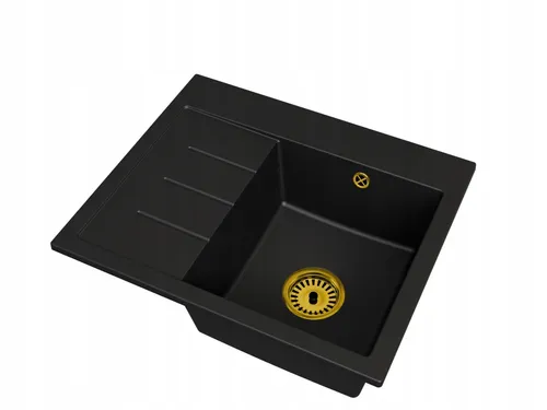 Schwarzes Granit-Waschbecken mit Abtropffläche