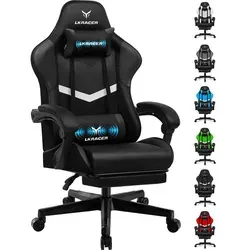 LUCKRACER Ergonomischer Gaming-Stuhl mit Kopf- und Lendenkissen - Höhenverstellbar für bis zu 150kg - Ergonomischer Gaming-Stuhl mit verstellbarer Rückenlehne und hochwertigen Schaumstoffpolstern für optimalen Komfort. Ideal für lange Gaming-Sessions oder Büroarbeiten.
