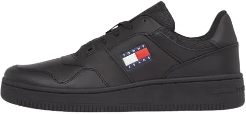 Tommy Hilfiger Herren Leder-Sneakers schwarz, Größe 40 - Hochwertige Herrensneakers aus Leder von Tommy Hilfiger mit rutschhemmender Laufsohle für sicheren Halt. Ideal für den modernen Alltag und sportliche Looks.