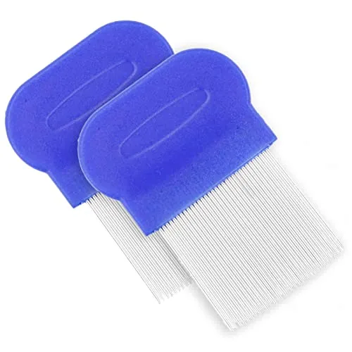 Stück Läuse Kamm,Metall Zähne Läusekamm Doppelseitige Zähne zum Pflegen und Entfernen von Schuppen oder Läusen Zahnkamm aus Edelstahl und doppelseitiger Zahnkamm, zur Entfernung von Läusen 2