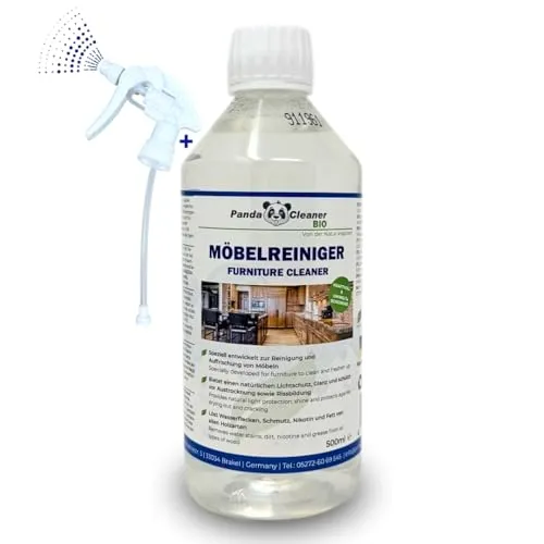 PandaCleaner Bio Möbel Reiniger - 500ml Antistatik Spray Möbel - Entfetter Reiniger Intensiv & Sensitiv - Holzreiniger Möbel für Kunststoff, Lack- & Lederoberflächen