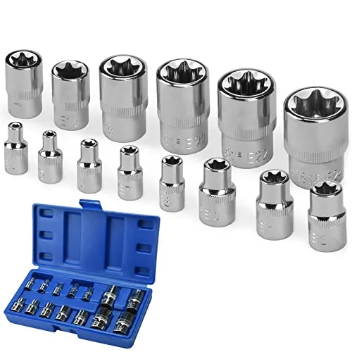 Nutmanel Torx-Stecknüsse, Innensechskant, Stern, E, E4-E24, externer Torx-Steckschlüsselsatz, 1/4 Zoll, 1/2 Zoll, 3/8 Zoll, E-Typ, Stecknüsse, Einsatzmutter
