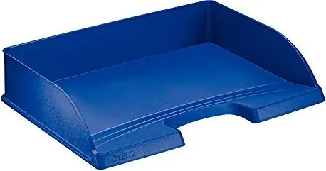 Leitz 52180035 Querbriefkasten - Blau, 363 x 273 x 70 mm - Brettspiele & Büroorganisation: Stabiler Querbriefkasten für A4+ Dokumente mit patentiertem 'Press & Click' System, stapelbar und platzsparend.