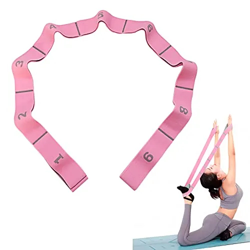 Yoga Stretch Gurt, MOCOBO Stretch Band Gymnastikband mit 8 Schleifen, Fitnessbänder, Hochelastischer Gymnastikband Stretch Gurt Yoga Zubehör