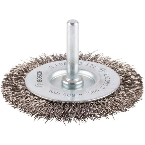 Bosch 1x PRO Stainless Steel Longlife Scheibenbürste, gewellter Draht für 6‑mm-Zylinderschaft und Bohrer (Ø 70 mm, Professional Zubehör Bohrmaschine/Schrauber)