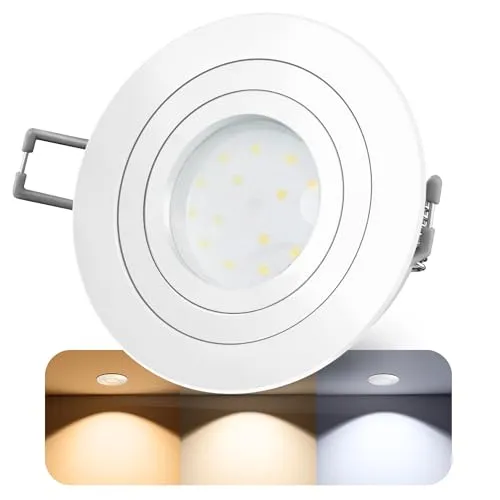 Produktbild SSC-LUXon RF-2 LED Einbaustrahler Ultra flach 30mm rund weiß & schwenkbar mit 4W LED Modul drei einstellbaren Lichtfarben 3CCT