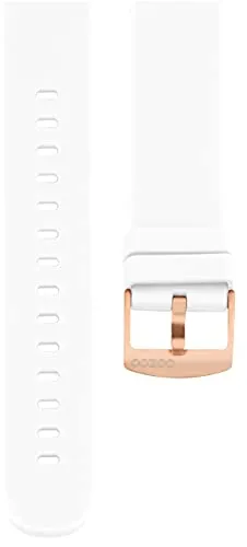 Oozoo Ersatzarmband Uhr 20mm Silikon - Weiß mit roségoldenem Verschluss - Uhrenarmband 20mm aus wasserfestem Silikon, ideal für Herren und Damen. Mit Schnellwechselverschluss für einfache Handhabung und individuelle Anpassung.