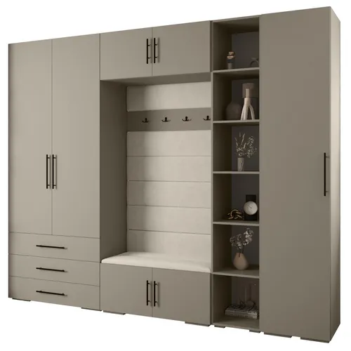 ABIKS MÖBEL Kompaktgarderobe INOVA 3 SATZ 11 - Elegantes Möbelset für jeden Raum - Die moderne Garderobe bietet viel Stauraum mit Regalen und Kleiderstange. Hergestellt aus hochwertigen Materialien, ist sie robust und langlebig. Ideal für eine stilvolle und organisierte Aufbewahrung in Ihrem Zuhause.