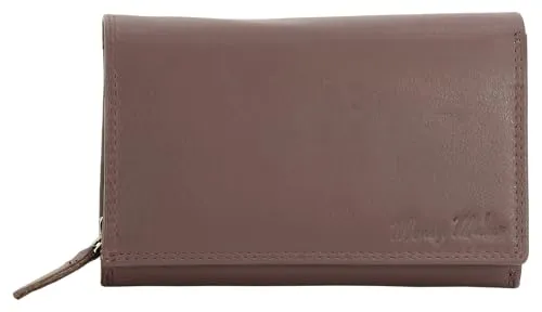 Money Maker Damen Leder Geldbörse - Großes Portemonnaie mit RFID-Schutz in Mauve - Damen-Geldbörse aus Echt-Leder mit RFID-Schutz für Ihre Sicherheit. Viel Stauraum: Platz für 12 Karten, Münzfach mit Reißverschluss und Klarsichtfach. Ideal als Geschenk für jeden Anlass!
