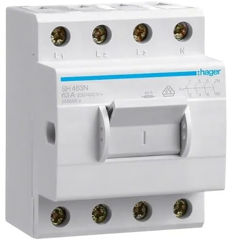 Kompakter Ausschalter Hager SH463N 400V 4x 63A