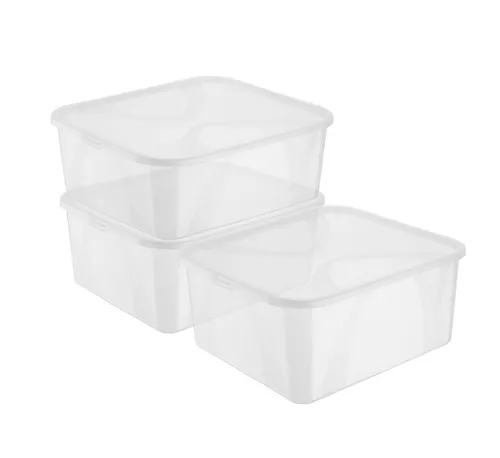 Rotho 3er Set Aufbewahrungsboxen Arco - Stapelbare Kunststoffboxen mit Deckel - Praktisches 3er-Set Aufbewahrungsboxen (19l) aus transparentem Kunststoff. Ideal für die übersichtliche und sichere Aufbewahrung von Spielzeug, Werkzeug und mehr. Stapelbar und mit sicherem Deckel für optimalen Schutz.