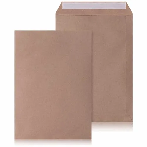 LOGIC PACK 50 Versandtaschen C4 Braun, haftklebend, robustes Kraftpapier