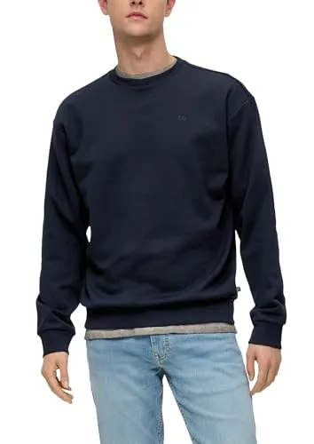 QS Sweatshirt mit Logo-Stickerei tiefblau L - Herren Sweatshirt mit Regular Fit, aus weichem Baumwollmix und stylischer Logo-Stickerei, perfekt für lässige Looks.