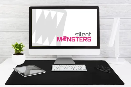 Mauspad schwarz XXL 90 x 60 cm Mousepad rutschfest Silent Monsters Gaming Office