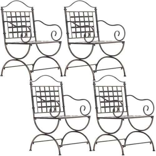 CLP Eisenstühle Lotta 4er Set im Jugendstil, Bronze - Essstühle im romantischen Jugendstil, handgefertigt mit dekorativen Verzierungen. Ideal für Garten oder Balkon, bieten angenehmen Sitzkomfort und hohe Standsicherheit.