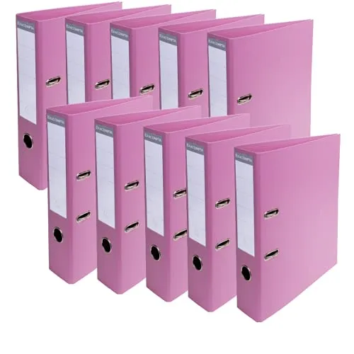 Exacompta 53755E 10er Pack Premium PVC-Ordner - Ordner in Pastellrosa mit hochwertiger Prem´Touch Qualitätsmechanik, ideal für die Organisation von bis zu 600 Blatt pro Ordner. Perfekt für Büro und Home Office!
