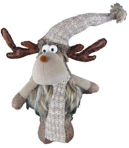 Elch Dekofigur ausziehbar 36-56cm - Nussknacker Dekofigur in klassischem Braun, ideal für festliche Weihnachtsdekoration. Mit Teleskopbeinen für flexible Höhe von 36-76 cm, perfekt für jedes Zimmer.