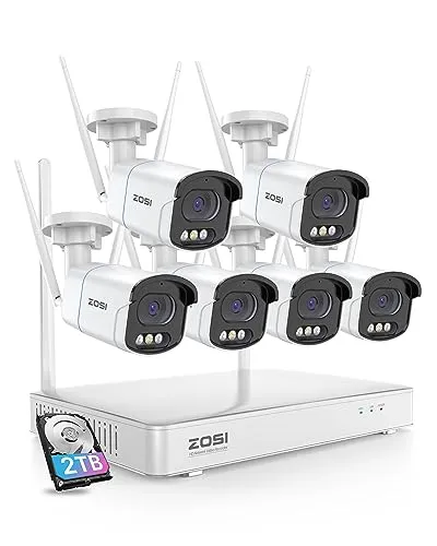 ZOSI 5MP WLAN Überwachungskamera Set Außen 8CH 1TB - WLAN- & Smart-Überwachungssysteme mit 5MP Auflösung, Farb-Nachtsicht und 1TB Speicher – ideal für umfassende Sicherheit im Innen- und Außenbereich.