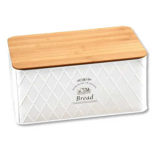 KESPER Metall-Brotkasten mit Bambusdeckel - Brotkasten aus Metall mit stilvollem Bambusdeckel, ideal zur Aufbewahrung von Brot und Brötchen, hält Ihre Backwaren frisch und sorgt für eine ansprechende Küchendekoration.