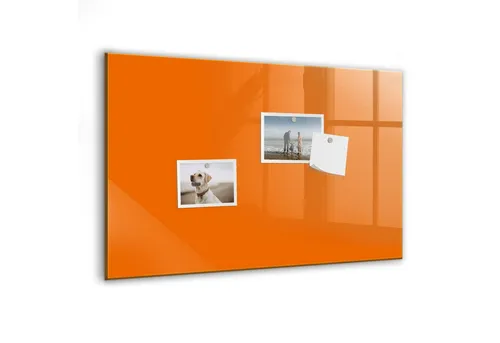 Tulup Magnettafel Orange, 60x40 cm – Elegante Magnettafel für Schule und Büro - Vielseitige Magnettafel aus bruchfestem Glas, ideal zum Organisieren von Notizen und Dokumenten. Mit 5 starken Neodym-Magneten und Kreidemarker – für kreative und effiziente Arbeitsflächen.