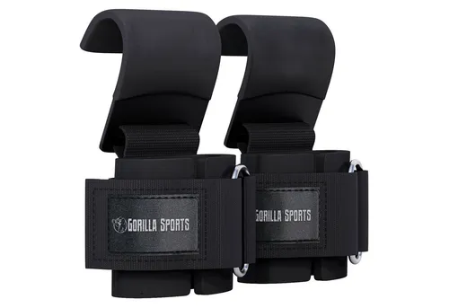 GORILLA SPORTS® Zughilfen Griffhilfe für Bodybuilding - Trainingshandschuhe/Zughilfen mit gepolsterten Neopren-Griffen für maximalen Komfort und eine Belastbarkeit von bis zu 100 kg. Ideal für sicheres Gewichtheben und effektives Training.