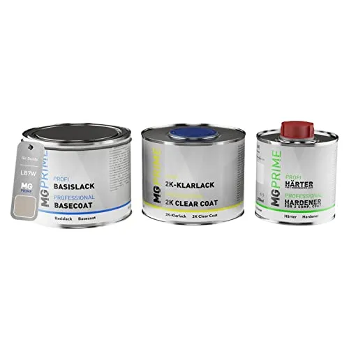 MG PRIME Autolack Set Dose spritzfertig für Skoda LB7W / K5 Tungsten Silver Metallic Basislack + 2K Klarlack 1,25L