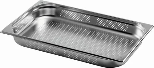 Saro Budget Line Gastronormbehälter 1/GN Perforiert Tiefe 100mm - Frischhaltedosen aus hochwertigem Edelstahl, ideal für die professionelle Gastronomie und optimalen Luftaustausch.