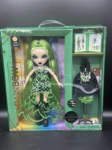 Rainbow High Fantastic Fashion Puppe - Jade Hunter - Puppen-Kategorie mit 2 Outfits, einem Skizzenbuch und beweglicher Puppe; perfekt für kreative Spielmomente und Sammler ab 4 Jahren.