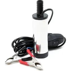 Wiltec - Mini Pumpe 12 L/min 8700 U/min 12 V, 16 Mm Auslass, Tauchpumpe Für Wasser Und Dieselöl, Zum Ablassen Von Flüssigkeit, Entwässerung, Umpumpen