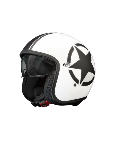 Premier Offener Helm Vintage Star 8 BM L - Motorradhelm mit herausnehmbarer, waschbarer Innenausstattung und atmungsaktiver Nackenrolle für optimalen Komfort und Sicherheit.