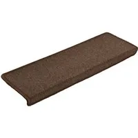 vidaXL Stufenmatte Teppich-Treppenstufen 15 Stk. - Fußmatten in Dunkelbraun, aus strapazierfähigem Polypropylen, ideal für sicheren Halt und Schutz Ihrer Treppenstufen.