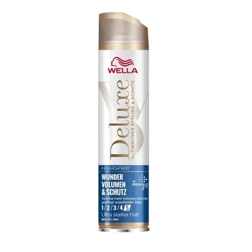 WELLA Deluxe Haarspray Wunder Volumen und Schutz ultra stark, 250 ml | Mit 5-Fach Keratin-Schutzkomplex und UV-Schutz