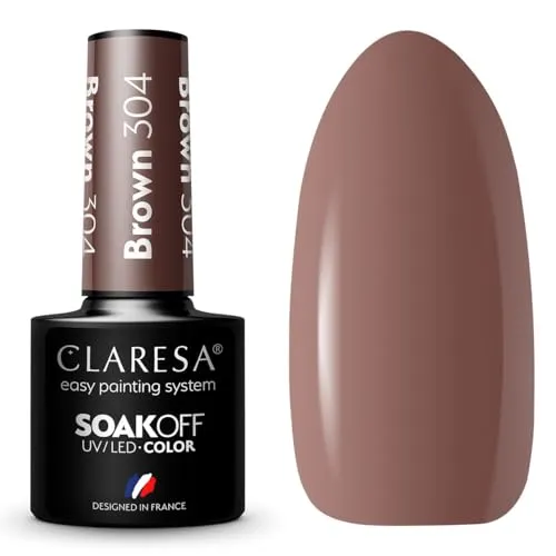 Claresa UV LED Nagellack Collection Hybrid Maniküre Soak Off Nail Polish, Farbe Braun, Nr 304, 5ml