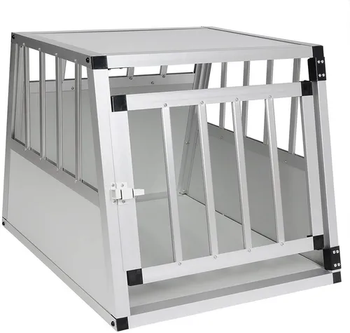 EUGAD Tiertransportbox Alu 69x54x50 cm - Robuste Hundetransportbox aus Aluminium, ideal für kleine bis mittelgroße Hunde wie Chihuahua oder Beagle. Sicherer Transport und einfache Handhabung für stressfreies Reisen.