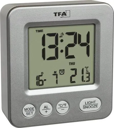 TFA Digitaler Funkwecker NOX 60.2567.54, silber
