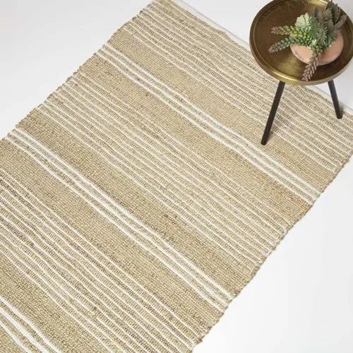 Produktbild Homescapes Arlyn Jute-Teppich 90x150 cm beige-weiß gestreift