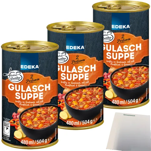 Edeka Gulaschsuppe mit Rindfleisch Kartoffeln und Gemüse 3x480ml Dose usy Block