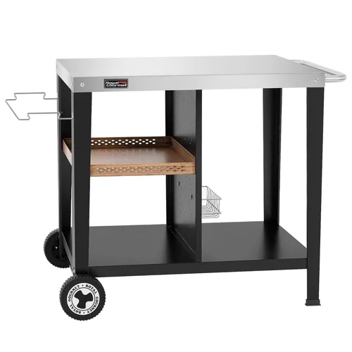 Royal Gourmet Grilltisch mit Edelstahlplatte 85x50 cm - Praktischer Grillwagen mit hitze- und korrosionsbeständiger Edelstahlplatte, ideal für Grillpartys. Ausgestattet mit Müllbeutelhalter und mobil durch stabile Rollen.